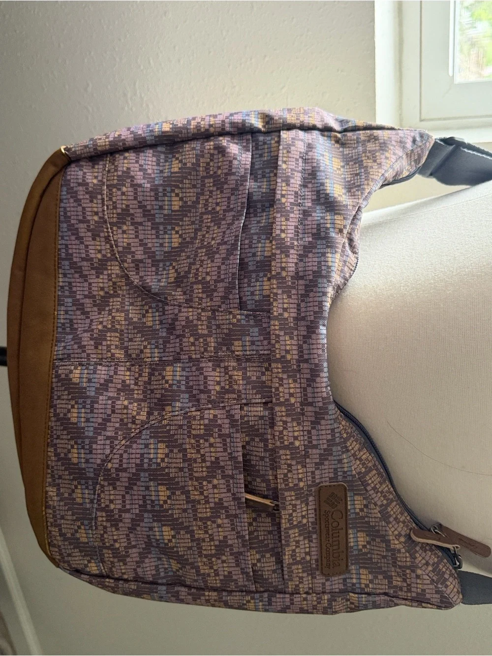 Columbia Purple and Brown Woven Crossbody Bag